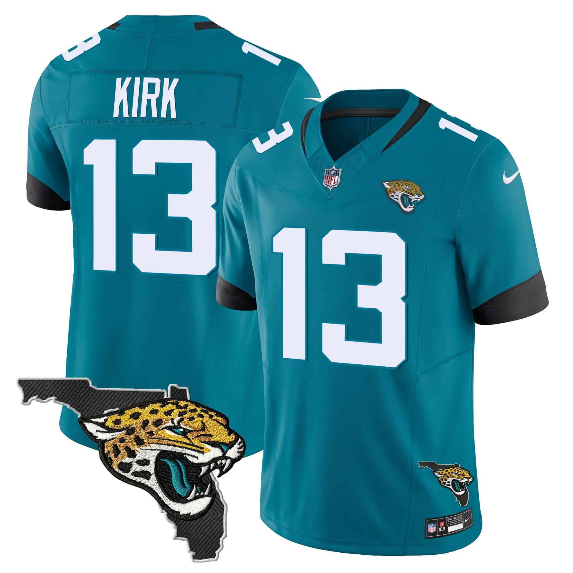 Men Jacksonville Jaguars #13 Kirk Green 2024 Nike Florida Patch Vapor NFL Jersey style 1